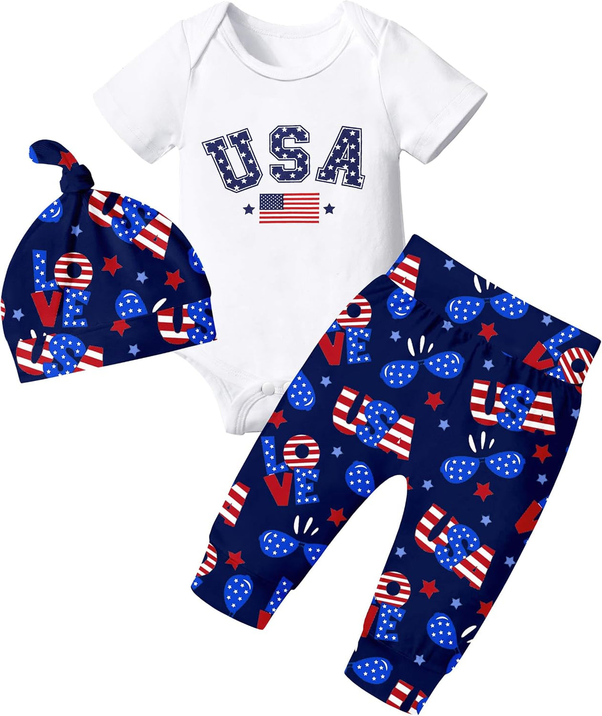 Newborn Baby Boy Clothes New to the Crew Letter Print Romper+ Pants+Hat 3PCS Outfit