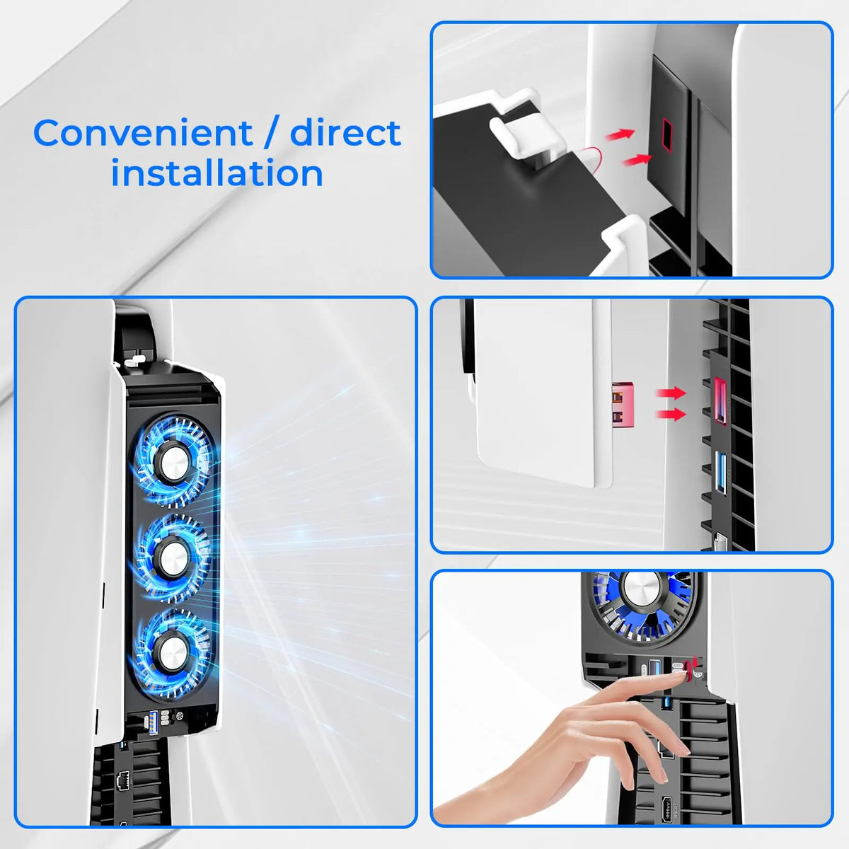 PS5 Cooling Fan with LED Light,Quiet & Efficient Cooling System for PS5 Cooler,3 Fan Speeds,Compatible PS5 Digital&Discs Edition