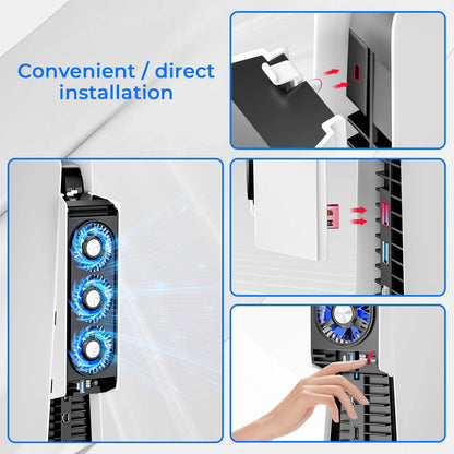 PS5 Cooling Fan with LED Light,Quiet & Efficient Cooling System for PS5 Cooler,3 Fan Speeds,Compatible PS5 Digital&Discs Edition