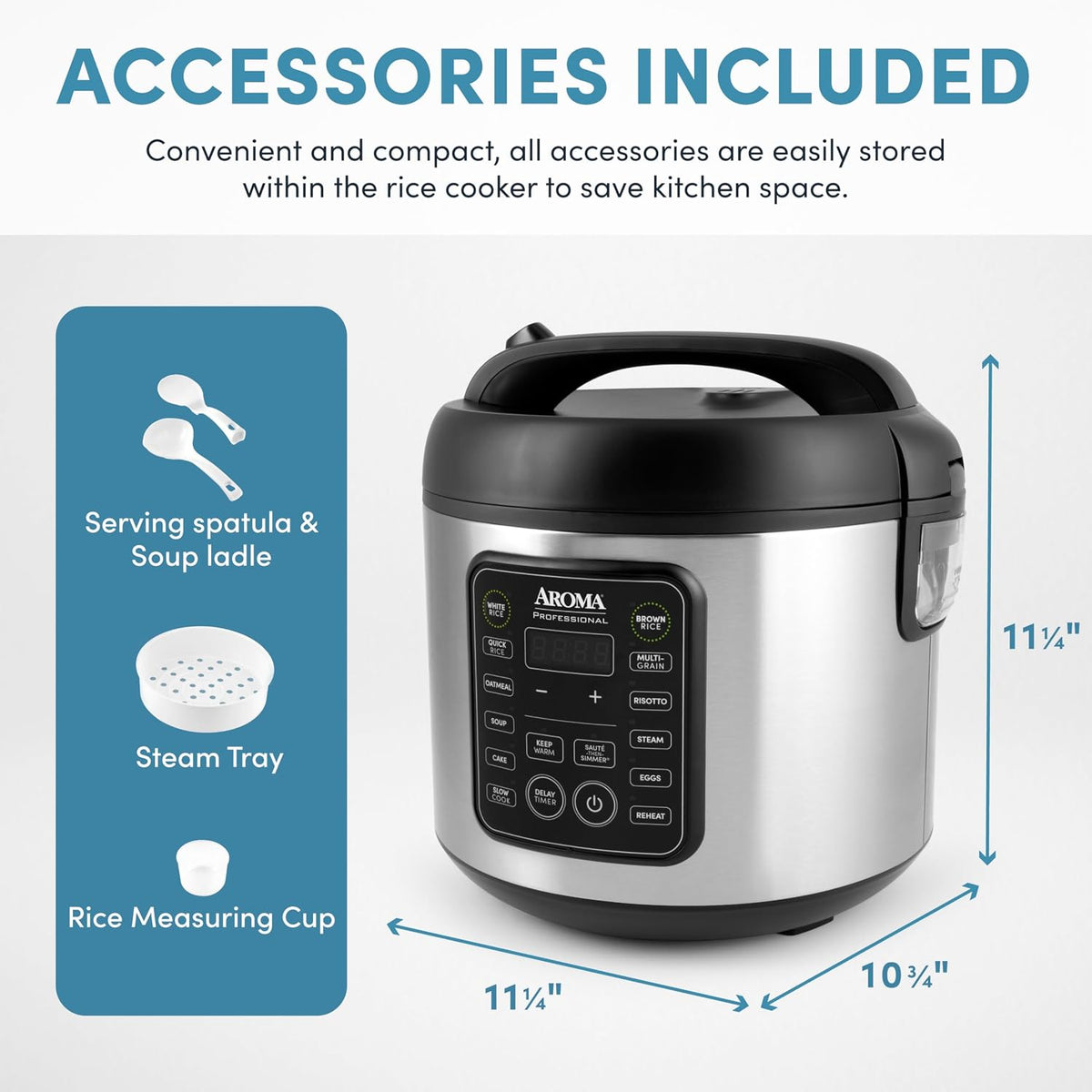 Professional Digital Rice Cooker, 10-Cup (Uncooked) / 20-Cup (Cooked), Multicooker, Slow Cooker, Steamer, Oatmeal Cooker, Egg Cooker, STS, 5 Qt, Black, ARC-5200SB
