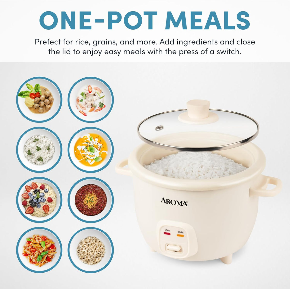 Corecoat Pot-Style Rice Cooker with One-Touch Control and Non-Stick Ceramic Coating (6 Cups Cooked, 3 Cups Uncooked)