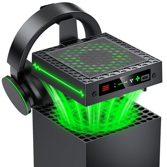 Auto Cooling Fan for Xbox Series X with LED Temperature Display&9 RGB Light
