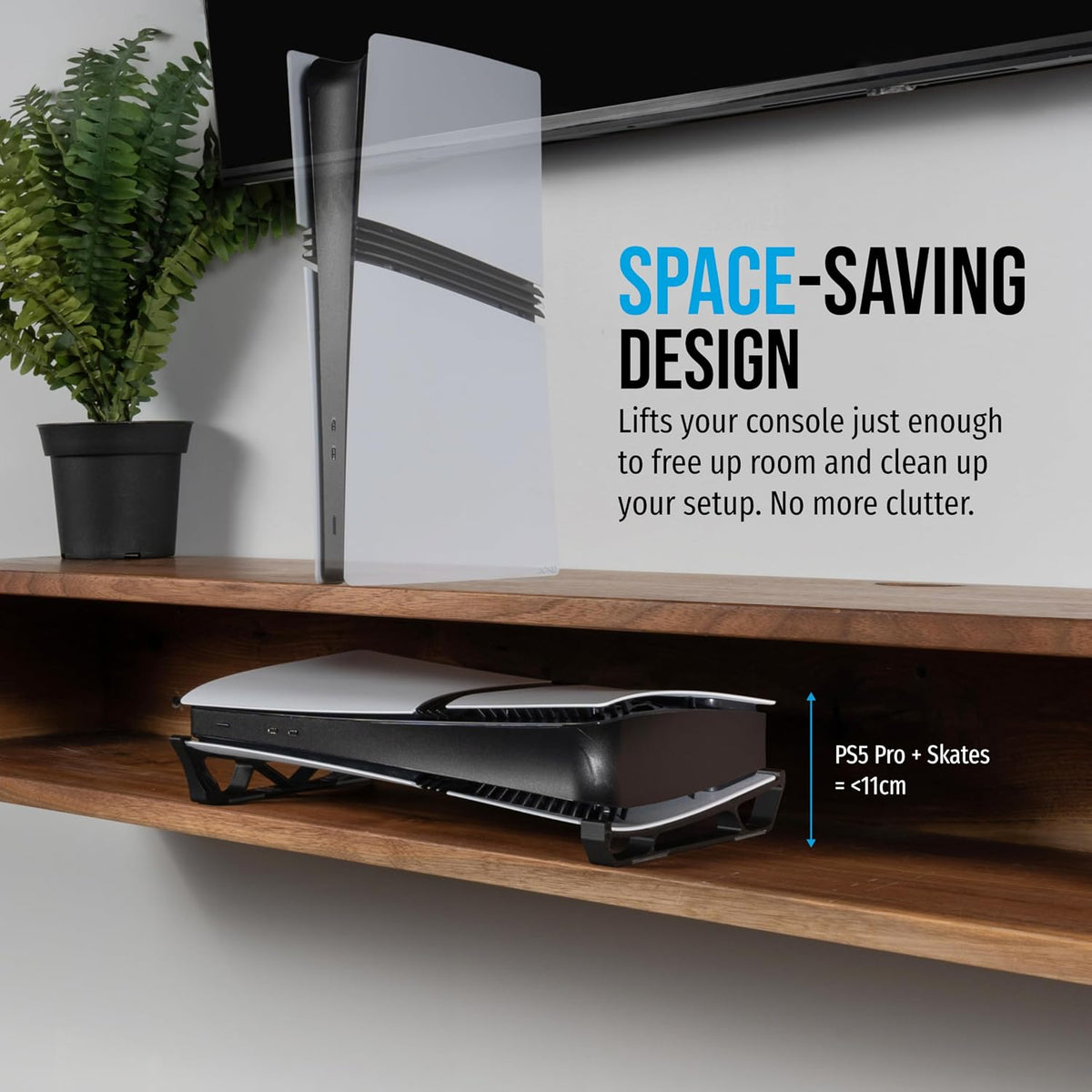 Skates - Horizontal Stand for PS5 Pro Compatible with Disc & Digital Edition (Black)