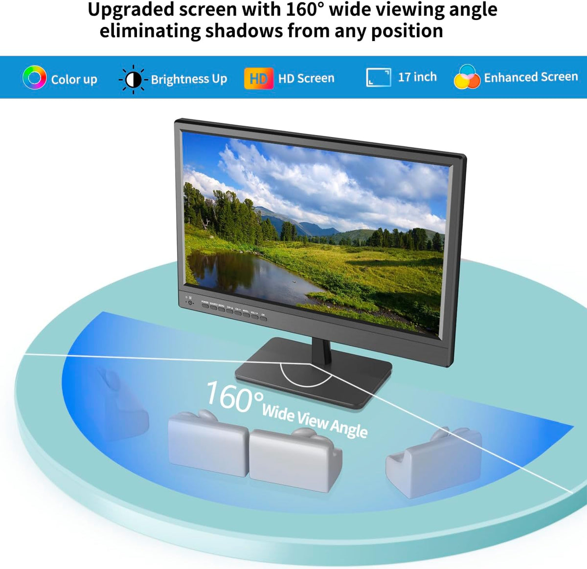 17Inch Tv,Small Flat Screen TV with ATSC Digital Tuner-Hdmi &USB Port In-Dual Power-12 Volt Charger Cable and AC Power Suitable-For Caravan,Kitchen,Bedroom