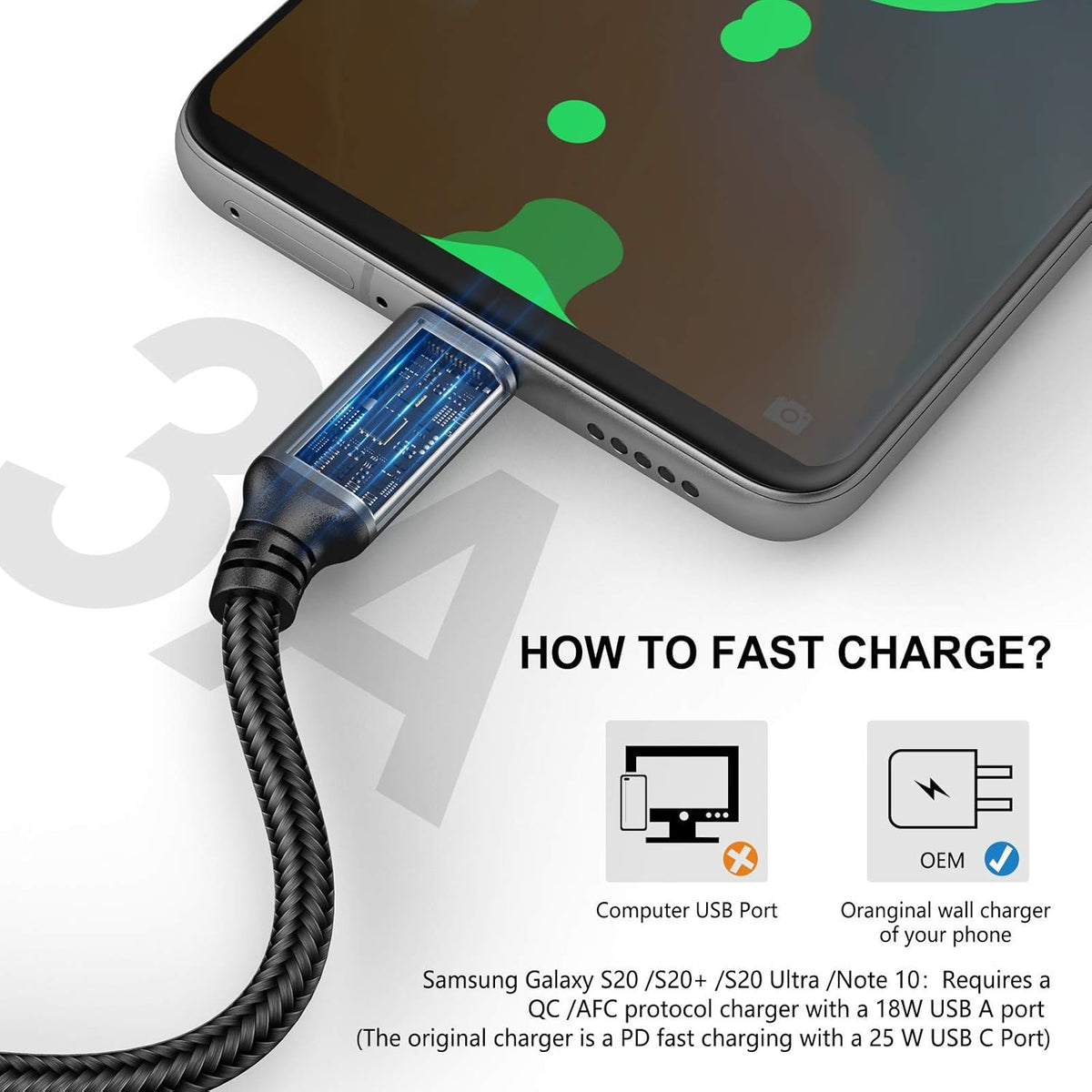 USB C Cable 5 Pack 6FT, USB a to Type C Fast Charger Cord