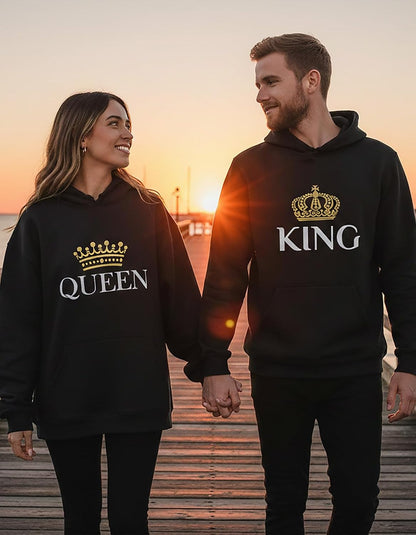 King Queen Matching Couple Hoodie Set His Hers Valentine'S Day