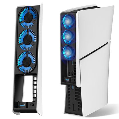Cooling Fan for PS5 Slim, Upgraded Quiet Cooler Fan with LED Light