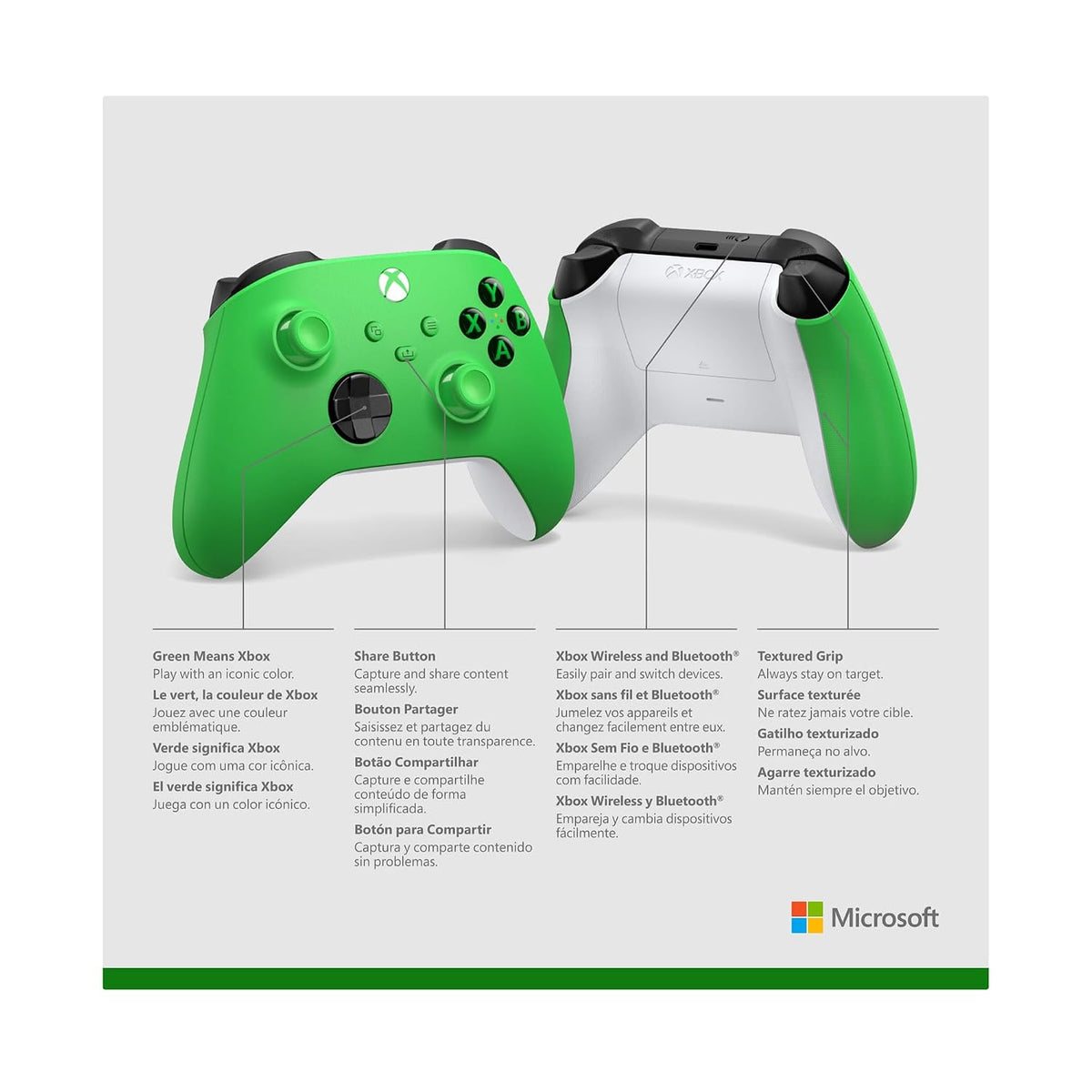 Xbox Wireless Gaming Controller | Velocity Green | Consoles, Pcs, Tvs, Mobile, and More | Textured Grip | Wireless, Bluetooth, USB-C Connectivity