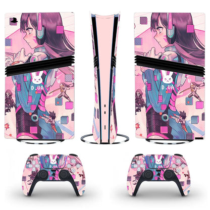 Anime Cute Girl PS5 Pro Digital Skin Sticker Decal Cover for Console and 2 Controllers PS5 Pro Digital Sticker Vinyl
