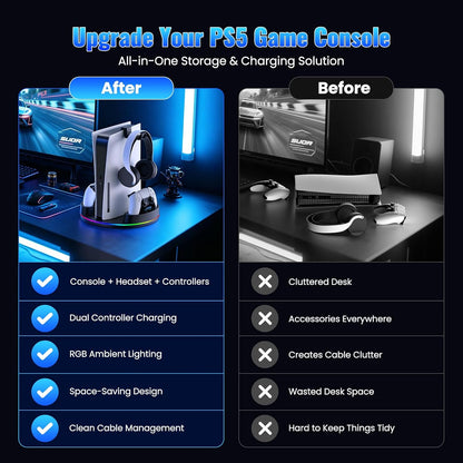 for Ps5/Slim/Pro Console Stand with Controller Charger