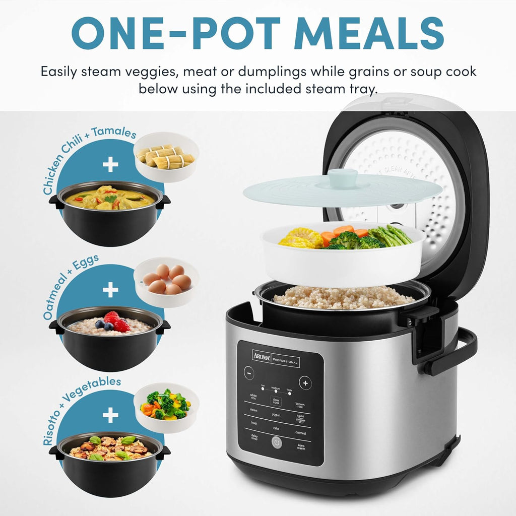 ® 20-Cup Slow Cook Rice Cooker and Brown Rice Cooker with Lift-Out Pot Handles and Silicone Storage Lid — Pfas-Free Corecoat™ Ceramic