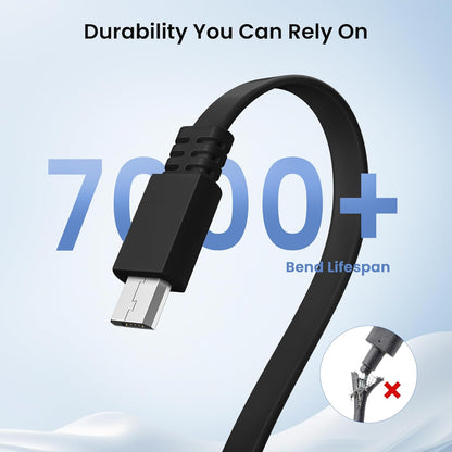 Flat USB a to Micro USB Power Extension Cable 30FT/9M 2Pack,Black