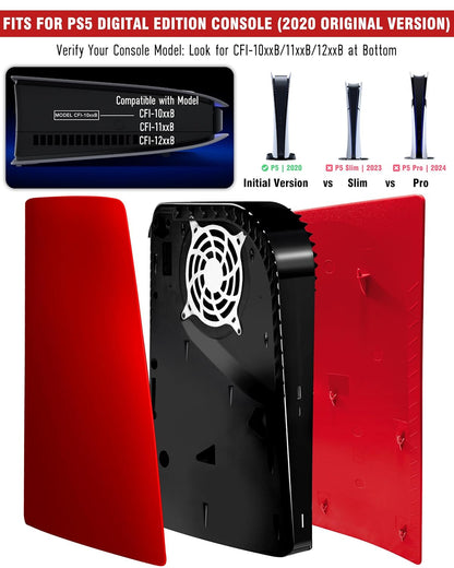 Faceplate for PS5 Digital Edition, Anti-Scratch Dustproof Plates Replacement Cover Skin Accessories Compatible with PS5 Console Digital Edition, Red, 2020 Standard Version