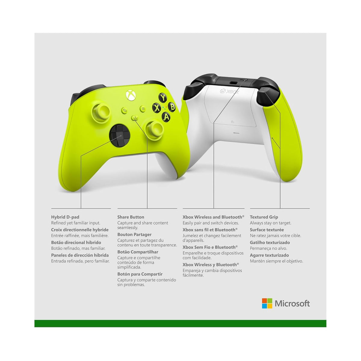 Xbox Wireless Gaming Controller | Electric Volt | Consoles, Pcs, Tvs, Mobile, and More | Textured Grip | Wireless, Bluetooth, USB-C Connectivity