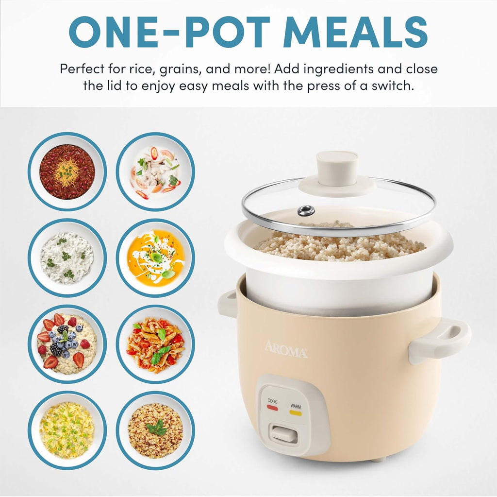 ® Mini Rice Cooker, 2-Cup (Uncooked) / 4-Cup (Cooked), Grain Cooker, Soup Maker, Oatmeal Cooker, Auto Keep Warm, 1 Qt, Milk Tea, ARC-302NGMT