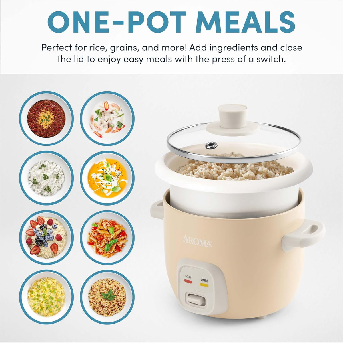 ® Mini Rice Cooker, 2-Cup (Uncooked) / 4-Cup (Cooked), Grain Cooker, Soup Maker, Oatmeal Cooker, Auto Keep Warm, 1 Qt, Milk Tea, ARC-302NGMT