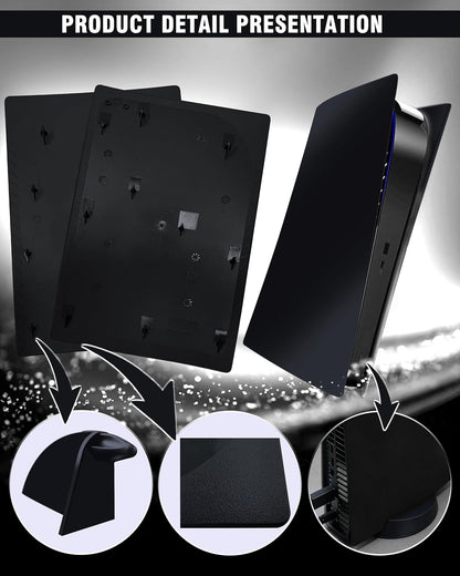Faceplate for PS5 Digital Edition, Anti-Scratch Dustproof Plates Replacement Cover Skin Accessories Compatible with PS5 Console Digital Edition, Black, 2020 Launch Version