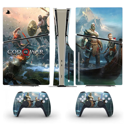 God of War Kratos Game PS5 Slim Disc Skin Sticker Decal Cover for Console and 2 Controllers New PS5 Slim Disk Skin Vinyl
