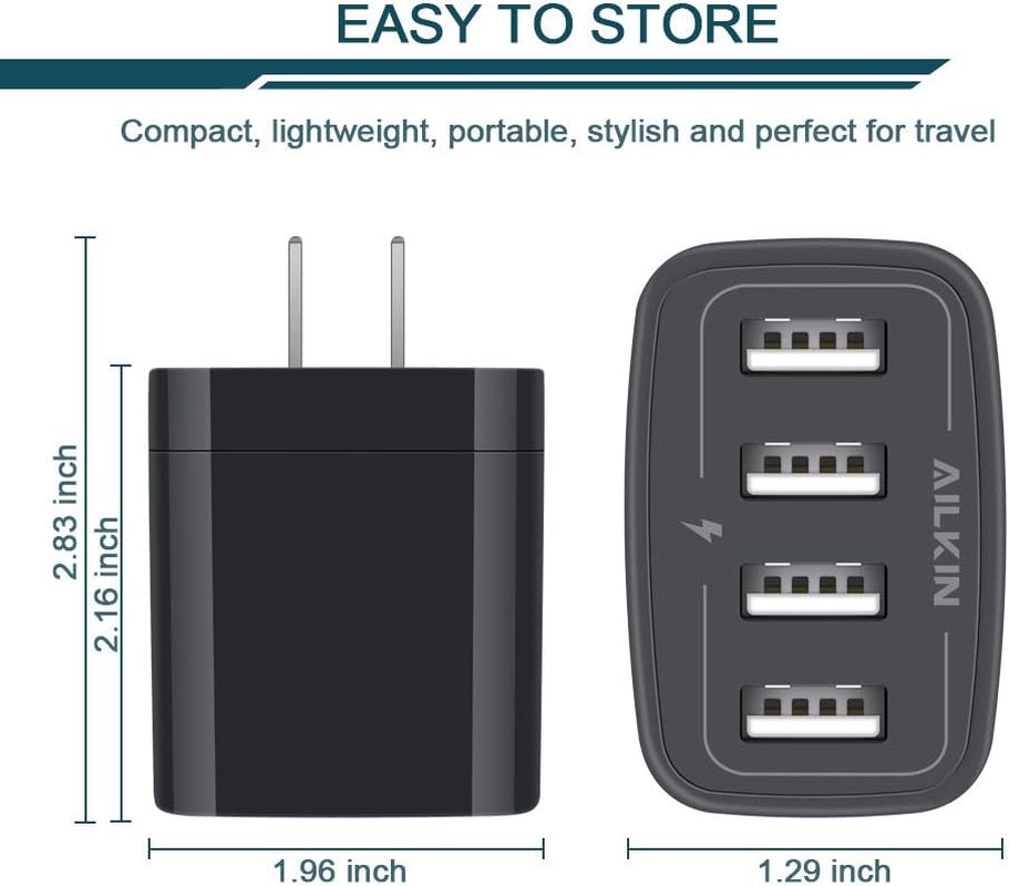 Wall Charger, USB Charger Adapter,  4.8A 4Multi Port Fast Charging