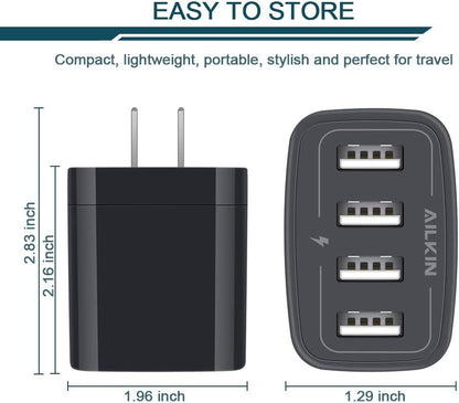 Wall Charger, USB Charger Adapter,  4.8A 4Multi Port Fast Charging