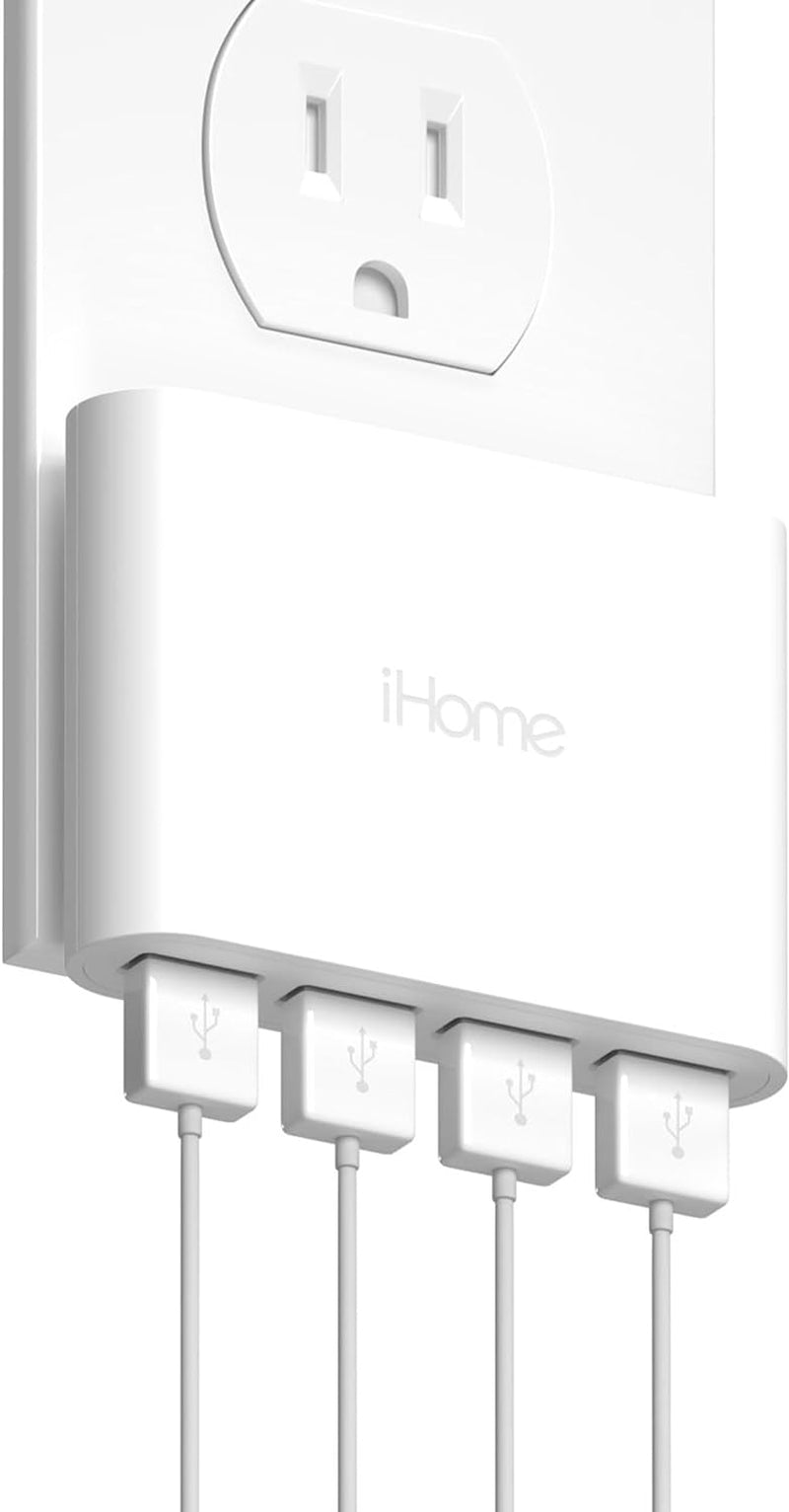 Slim 4-Port USB Wall Charger, Flat Multiport Travel Plug Adapter