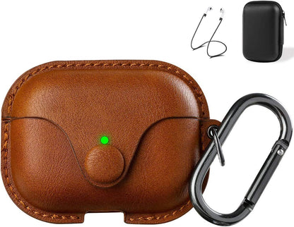for Airpods Pro 1St/2Nd Case Leather with Keychain, Brown