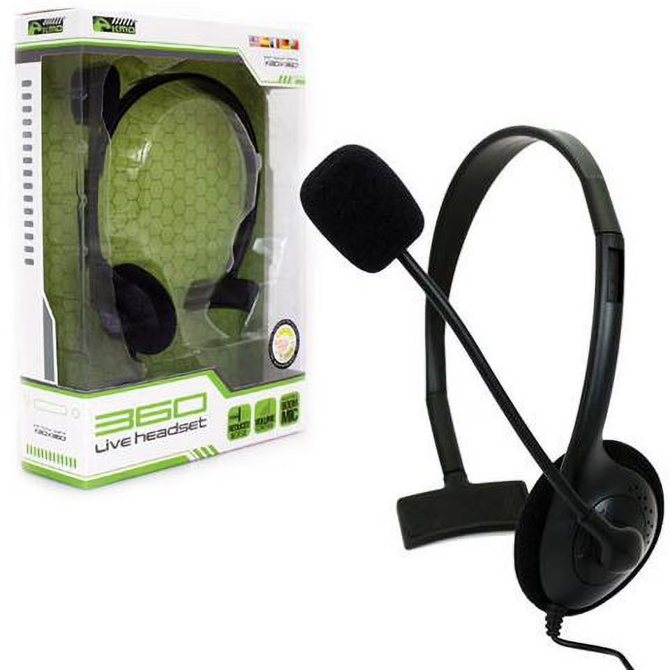 Live Chat Headset with Boom Microphone for Microsoft XBOX 360, Black