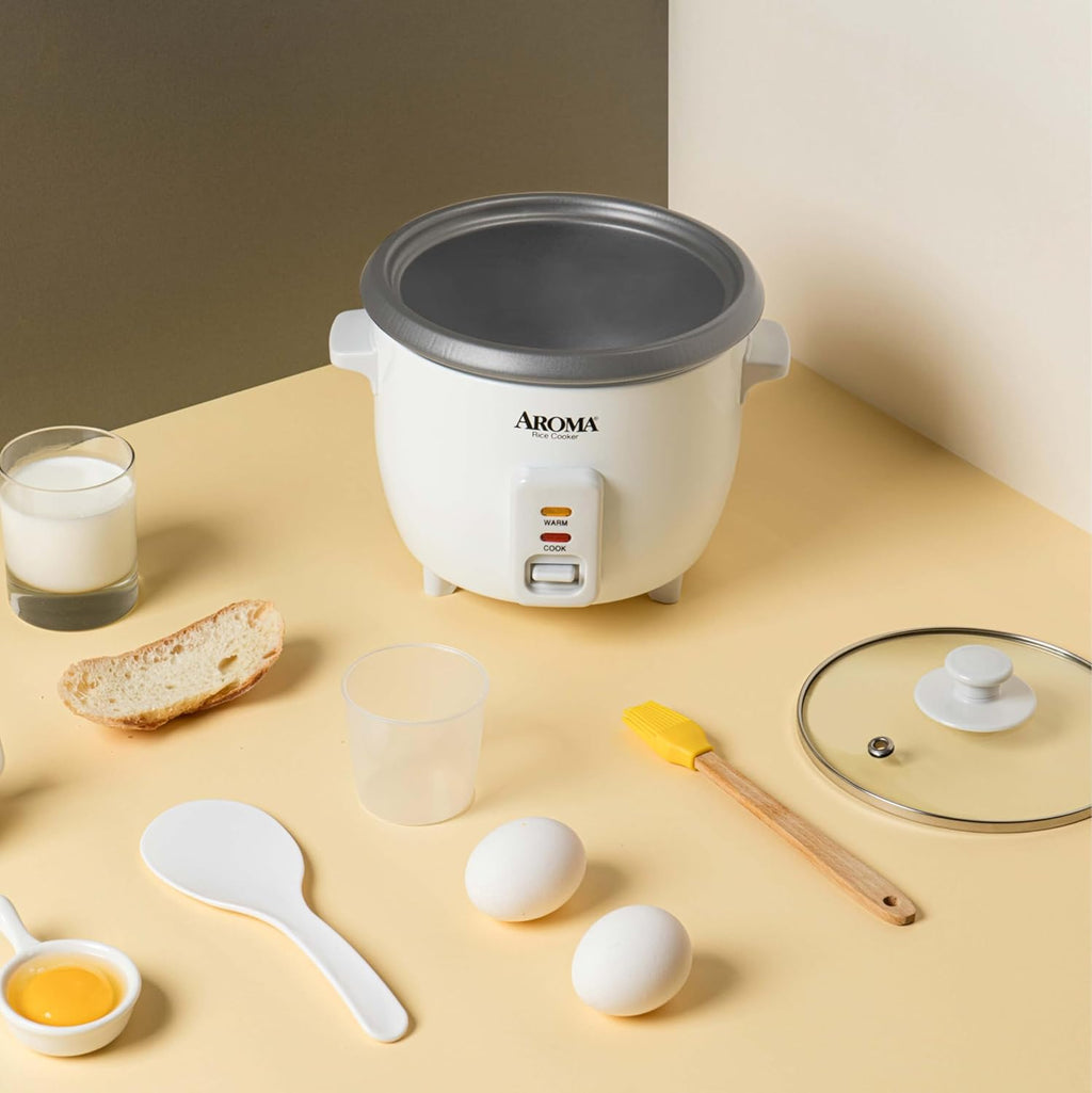 ® Rice Cooker, 3-Cup (Uncooked) / 6-Cup (Cooked), Small Rice Cooker, Oatmeal Cooker, Soup Maker, Auto Keep Warm, 1.5 Qt, White, ARC-363NG