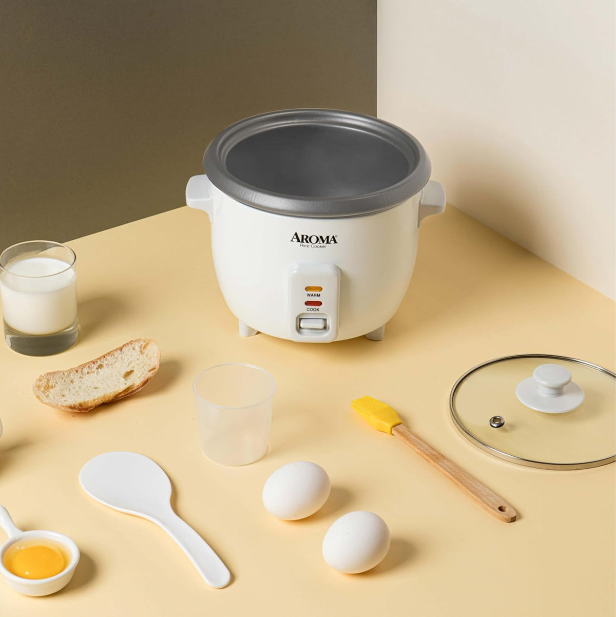 ® Rice Cooker, 3-Cup (Uncooked) / 6-Cup (Cooked), Small Rice Cooker, Oatmeal Cooker, Soup Maker, Auto Keep Warm, 1.5 Qt, White, ARC-363NG