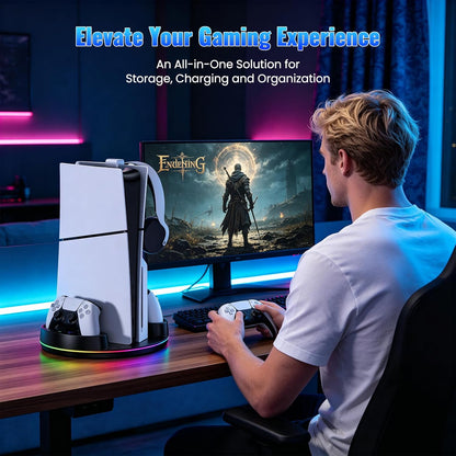 for Ps5/Slim/Pro Console Stand with Controller Charger