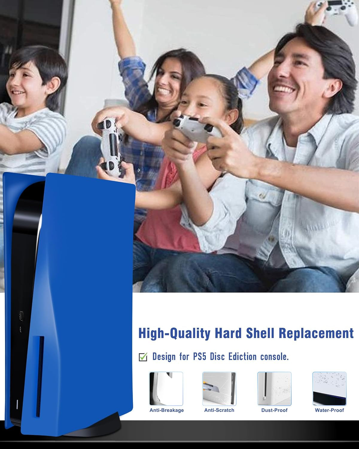 Faceplate for PS5 Disc Edition, Anti-Scratch Dustproof Plates Replacement Cover Skin Accessories Compatible with PS5 Console with a Disc Drive, Blue, 2020 Standard Version
