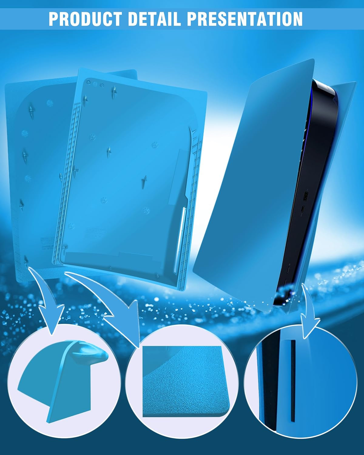 Faceplate for PS5 Disc Edition, Anti-Scratch Dustproof Plates Replacement Cover Skin Accessories Compatible with PS5 Console with a Disc Drive, Starlight Blue, 2020 Standard Version