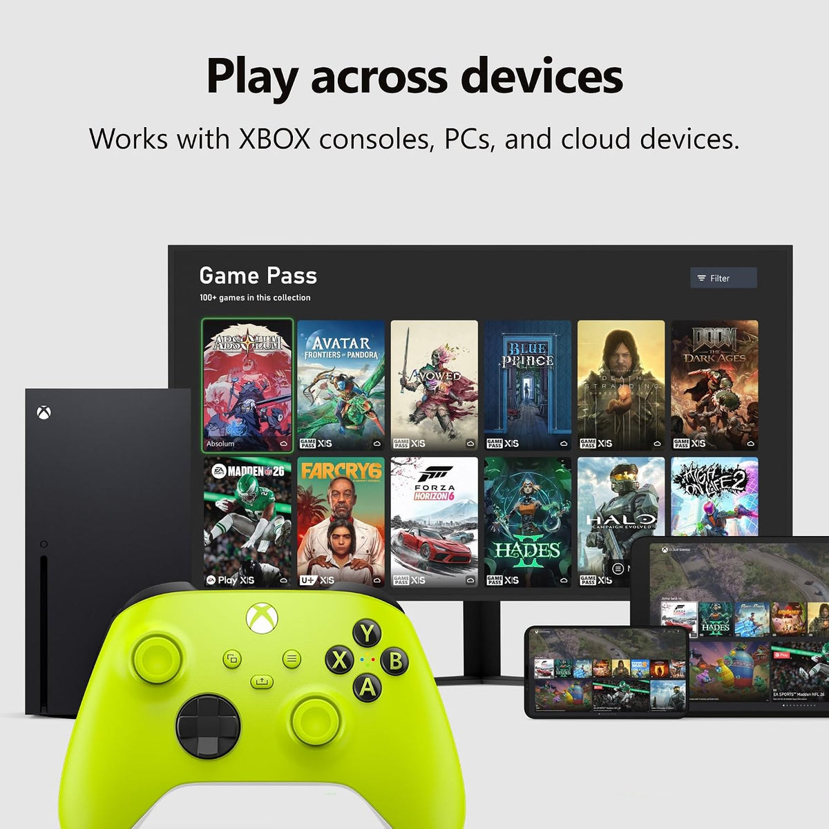 Xbox Wireless Gaming Controller | Electric Volt | Consoles, Pcs, Tvs, Mobile, and More | Textured Grip | Wireless, Bluetooth, USB-C Connectivity