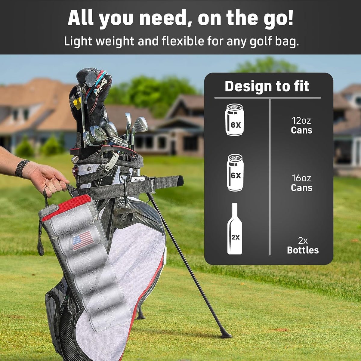 Insulated Slim Golf Bag Cooler with Ice Pack