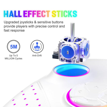 LED Wireless for Xbox Controller, Compatible with Xbox Series X|S, Xbox One, Windows 10/11, Gaming Controller with Turbo, Macro, 3.5Mm Audio Jack, Dual Vibration White