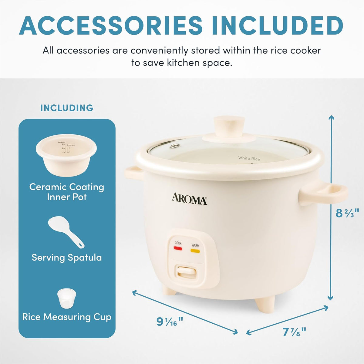 Corecoat Pot-Style Rice Cooker with One-Touch Control and Non-Stick Ceramic Coating (6 Cups Cooked, 3 Cups Uncooked)