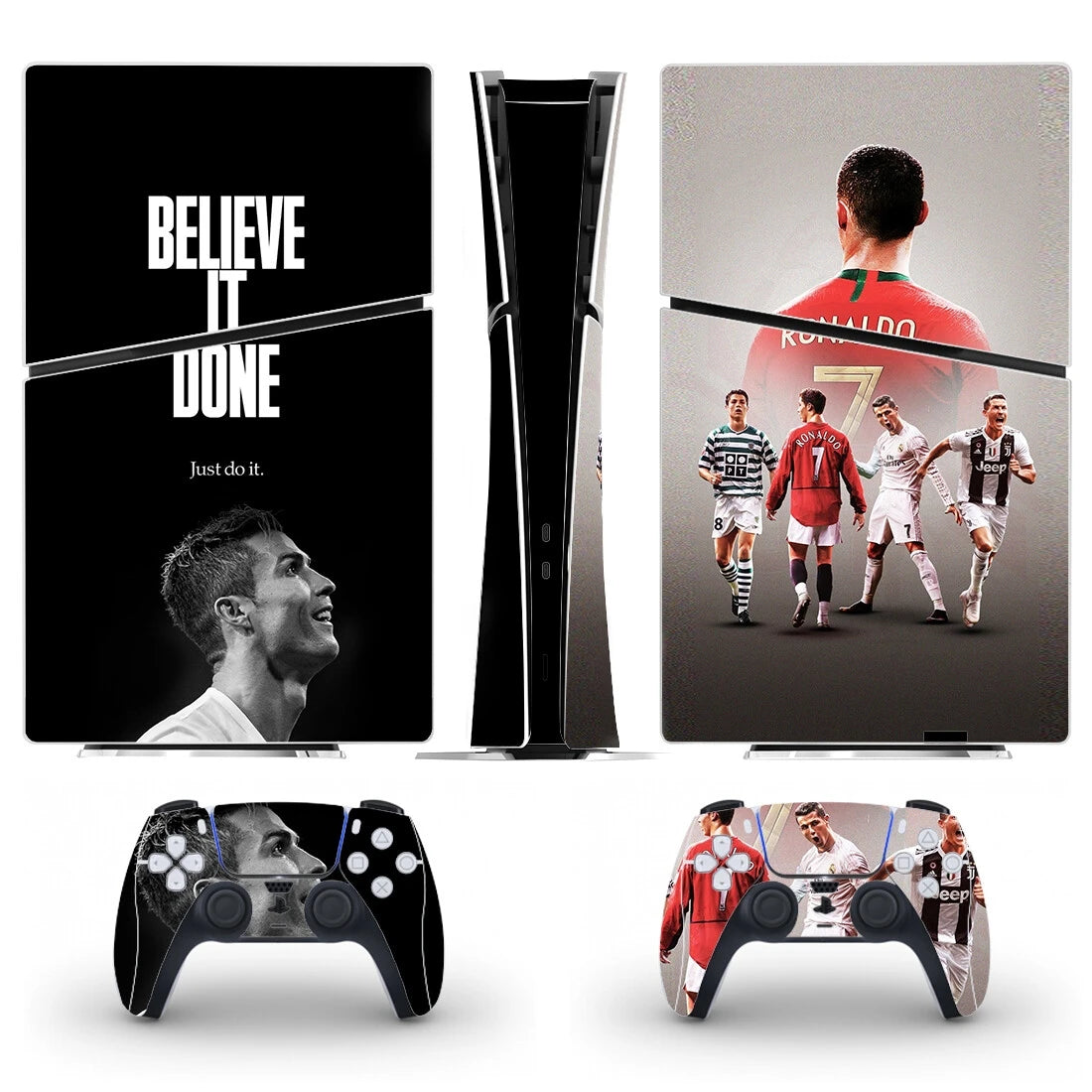 New CR7 Sports PS5 Slim Digital Skin Sticker Decal Cover for Console and 2 Controllers New PS5 Slim Sticker Vinyl