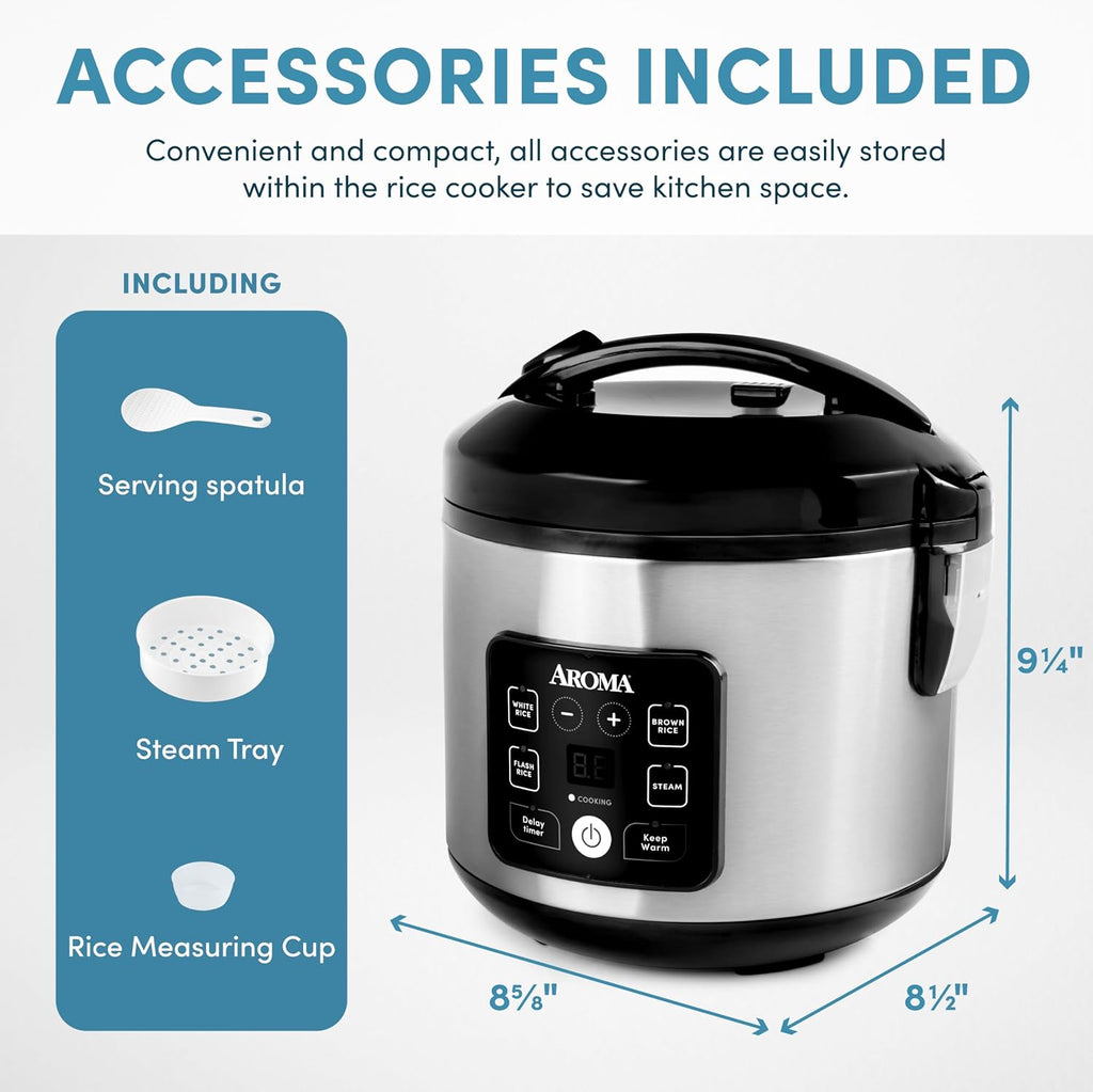 ® Corecoat™ Digital Rice Cooker & Steamer for Brown Rice with Nonstick Ceramic Coating (8 Cups Cooked, 4 Cups Uncooked)