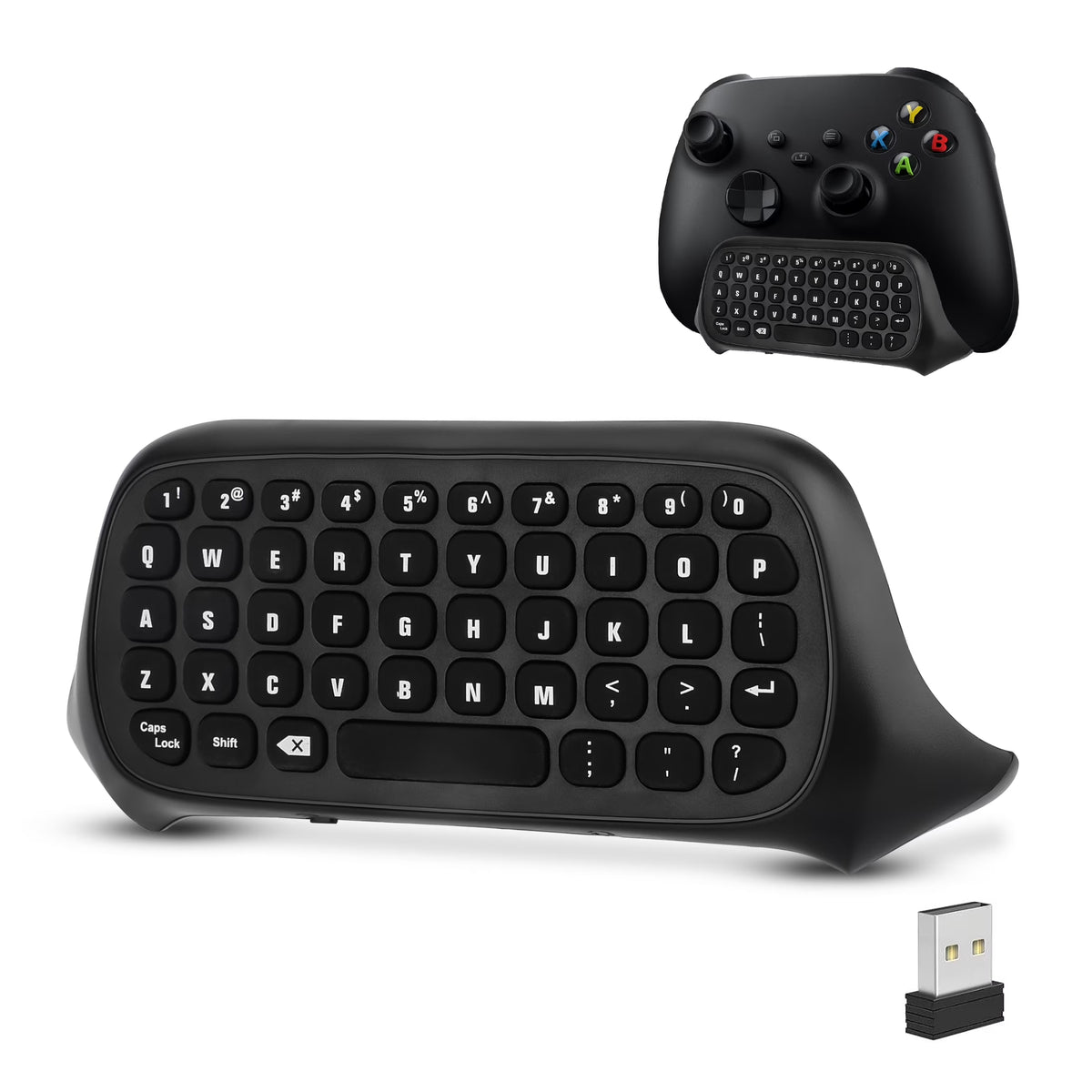 Wireless Game Controller Keyboards Fit for Xbox Series S/X, Xbox One/S,  2.4G Mini QWERTY Keyboard Gaming Message Chatpad with USB Receiver, 3.5Mm Audio Jack