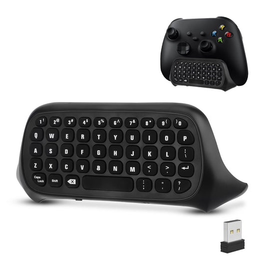 Wireless Game Controller Keyboards Fit for Xbox Series S/X, Xbox One/S,  2.4G Mini QWERTY Keyboard Gaming Message Chatpad with USB Receiver, 3.5Mm Audio Jack