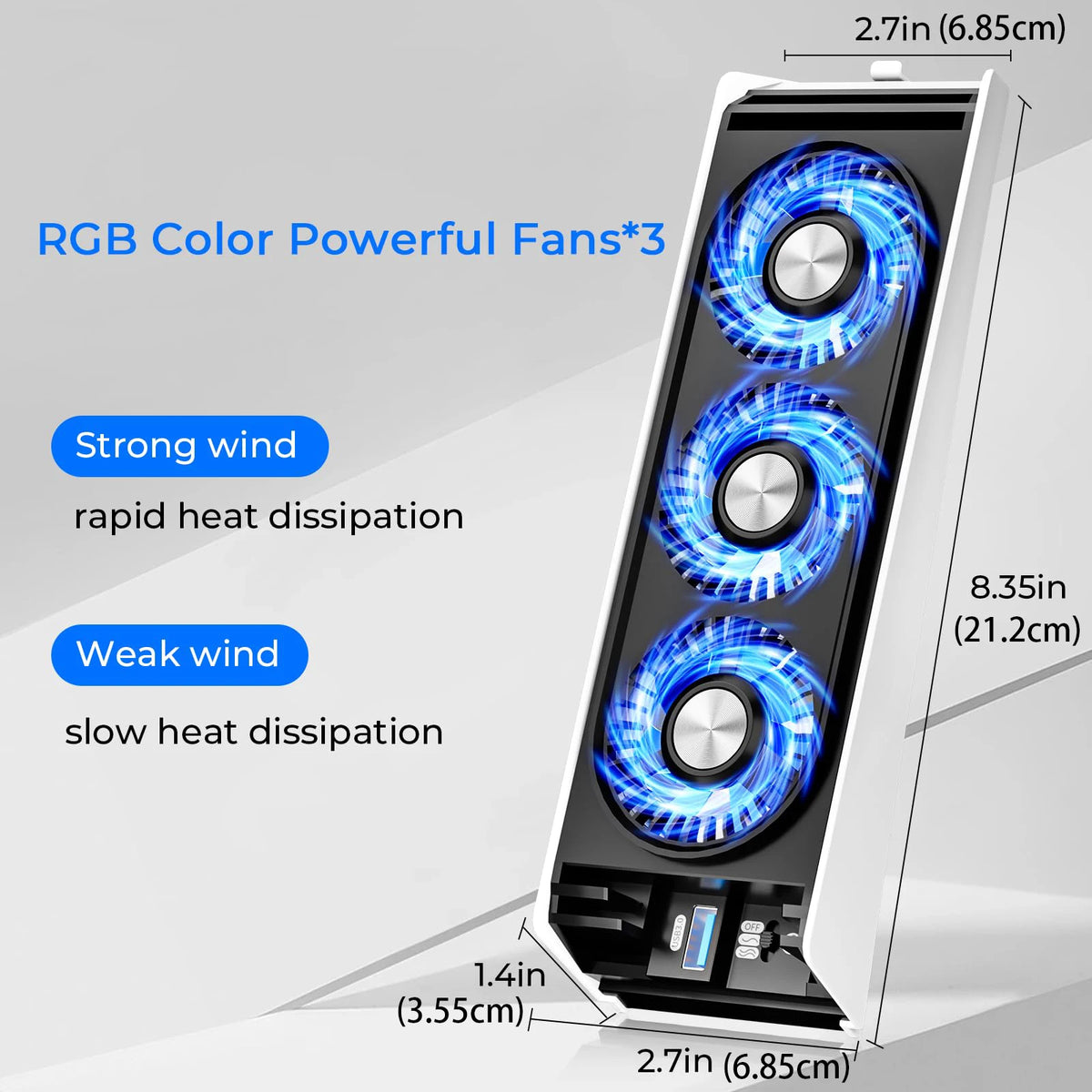 PS5 Cooling Fan with LED Light,Quiet & Efficient Cooling System for PS5 Cooler,3 Fan Speeds,Compatible PS5 Digital&Discs Edition