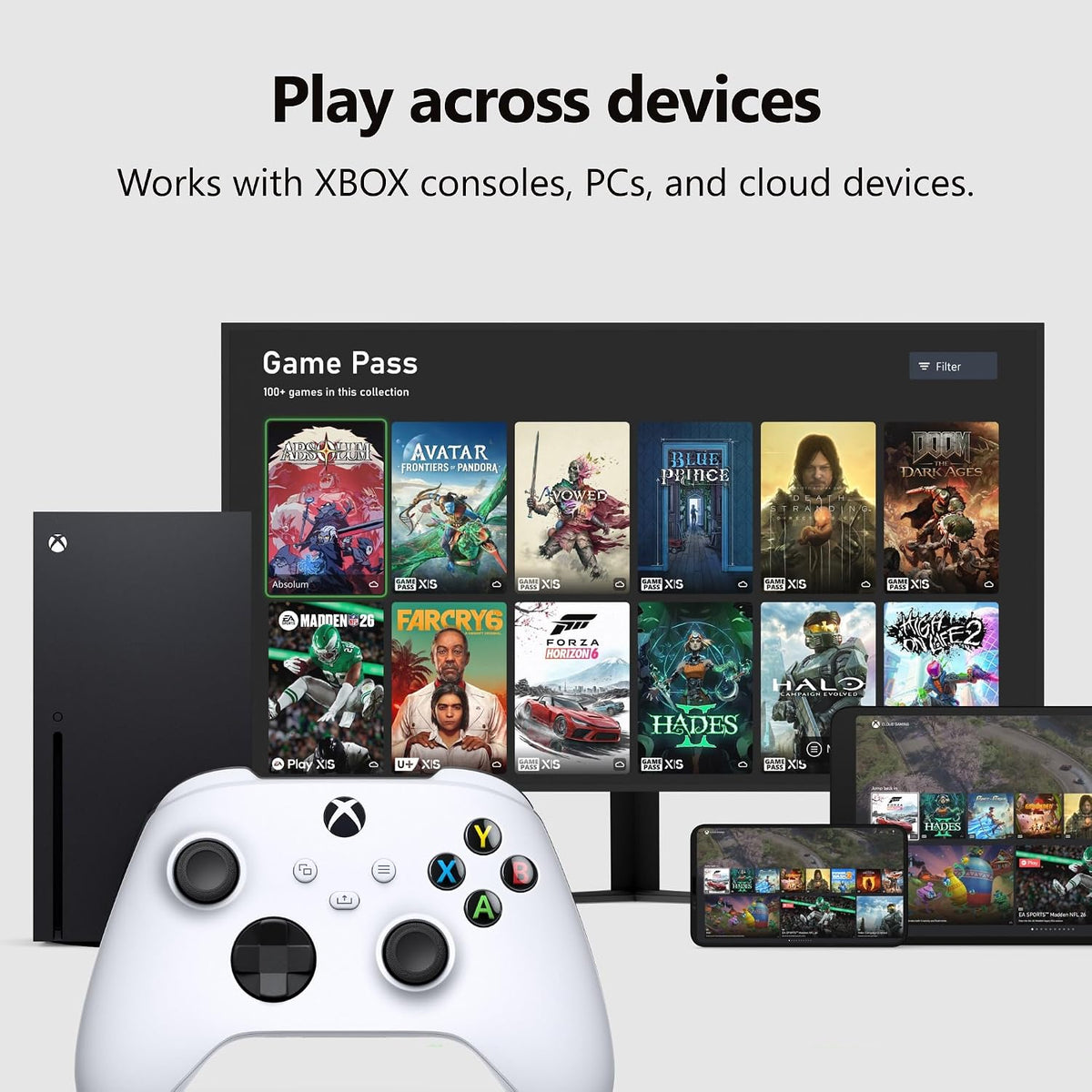 XBOX Wireless Gaming Controller | Robot White | Consoles, Pcs, Tvs, Mobile, and More | Textured Grip | Wireless, Bluetooth, USB-C Connectivity