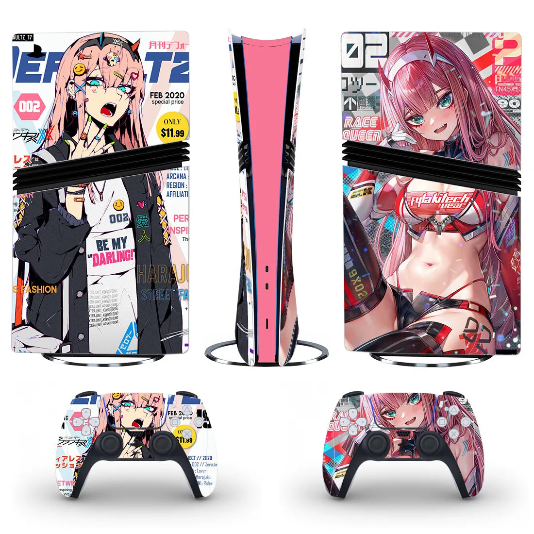 Anime Cute Girl PS5 Pro Digital Skin Sticker Decal Cover for Console and 2 Controllers PS5 Pro Digital Sticker Vinyl