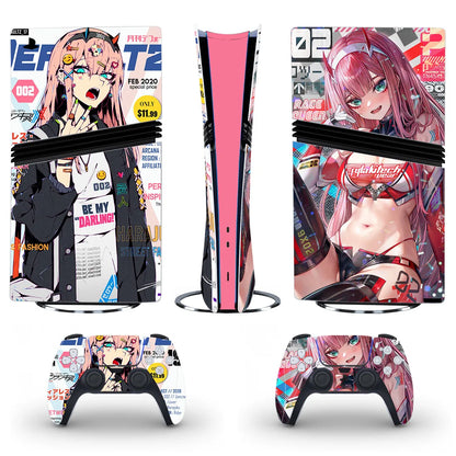 Anime Cute Girl PS5 Pro Digital Skin Sticker Decal Cover for Console and 2 Controllers PS5 Pro Digital Sticker Vinyl