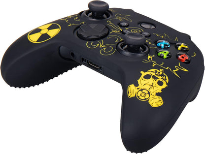Silicone Rubber Back Dots Carving Customizing Skin Cover for Xbox Series X/S Controller X 1(Radiation Yellow) with Pro Thumb Grips X 10