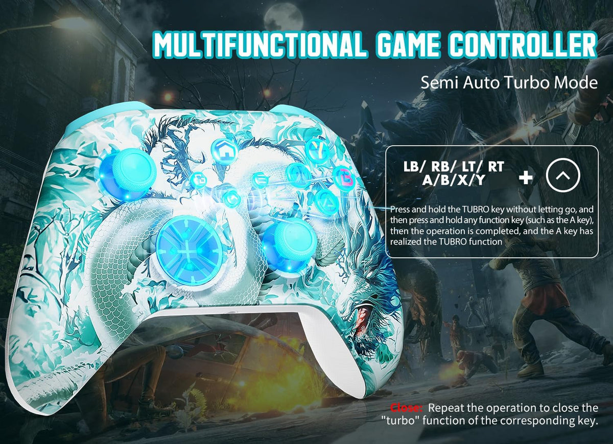 Wireless Gaming Controller Replacement for Xbox One, Xbox Series X|S, Xbox One S|X Controller with Hall Triggers, Hall Joysticks, Adjust RGB Light, Marco, Turbo, Audio Jack