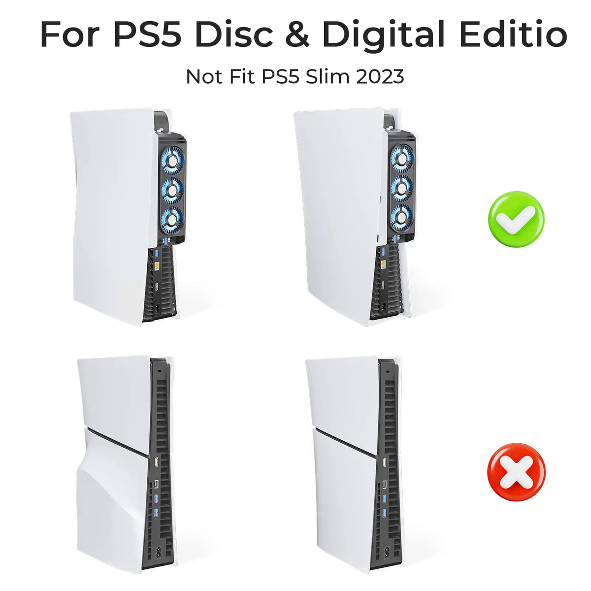 PS5 Cooling Fan with LED Light,Quiet & Efficient Cooling System for PS5 Cooler,3 Fan Speeds,Compatible PS5 Digital&Discs Edition
