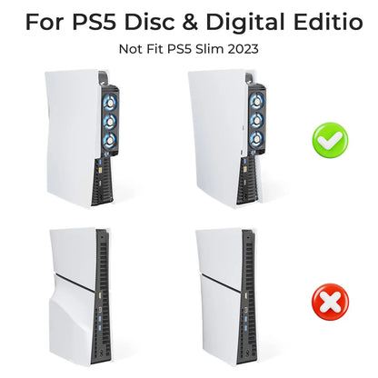 PS5 Cooling Fan with LED Light,Quiet & Efficient Cooling System for PS5 Cooler,3 Fan Speeds,Compatible PS5 Digital&Discs Edition