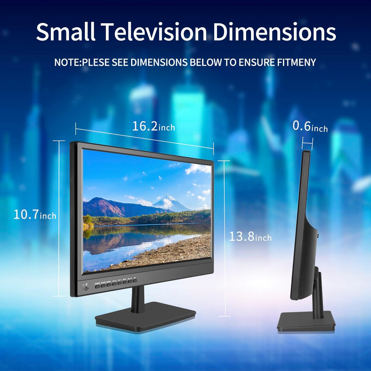 17Inch Tv,Small Flat Screen TV with ATSC Digital Tuner-Hdmi &USB Port In-Dual Power-12 Volt Charger Cable and AC Power Suitable-For Caravan,Kitchen,Bedroom
