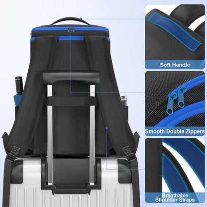 PS5/ Slim/ Pro Console Backpack, Full Protection Carrying Case, Large Capacity Storage Bag, Dual Controllers, PS Portal, Laptop, Game Cards, 3 Cable Pouch, Ocean Blue